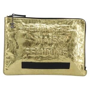 Chanel Classic Caviar Clutch Gold